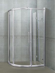 China 6/ 8 mm Sector Shower Stalls Bright Silver Aliminum Alloy Frames With Shower Shelf factory