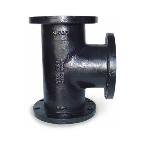 China Black Painting Cast Iron Pipe Fittings Ductile Iron Flanged Tee For Pump Part factory