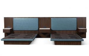 China Hyatt Regency 5-star hotel Luxury design zebra wood veneer queen size bed of  hotel bedroom furniture factory