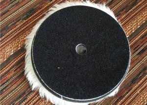 Wool 6 Inch Hook And Loop Polishing Pads , Sheepskin Buffing Pads For Car Cleaning