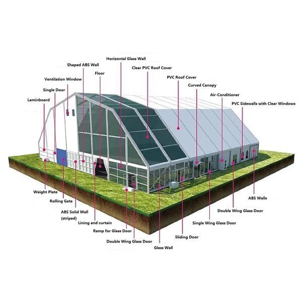 15m Wide Unique Polygon Tent With White Wall Windows Car Events Use