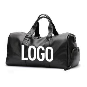 China Custom Logo Luxury Designer PU Leather Gym Sport Duffle Bag with Shoe Compartment Weekender Travel Bags for Men on sale