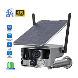 China 4K Dual Lens Wifi 6W Solar Network Camera 180° Super Wide Angle on sale