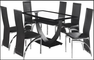 China hot sell tempered glass dining room furniture dining table and dining chair factory