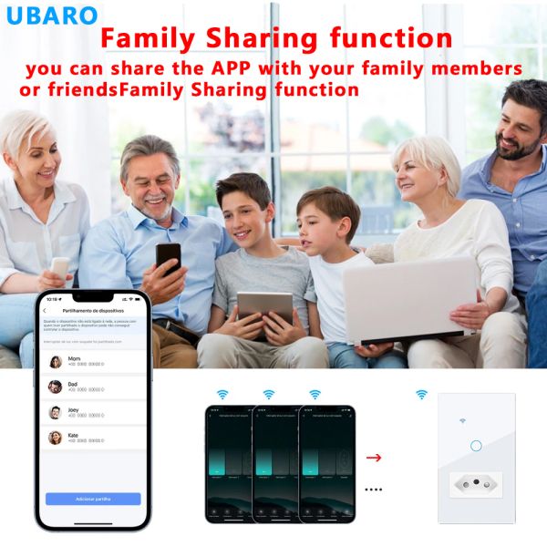 Tuya Wi-Fi Smart Switch Socket Combination with Voice Control Timing Function and 2.4GHz Wi-Fi for Home Office and Hotel