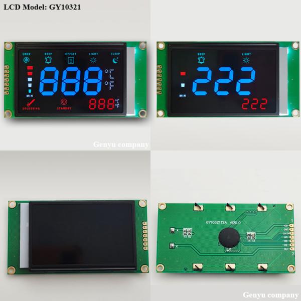 Customized VA LCD Display Blue Digits 7 Segment Screen COB+Zebra 4.5V Supply
