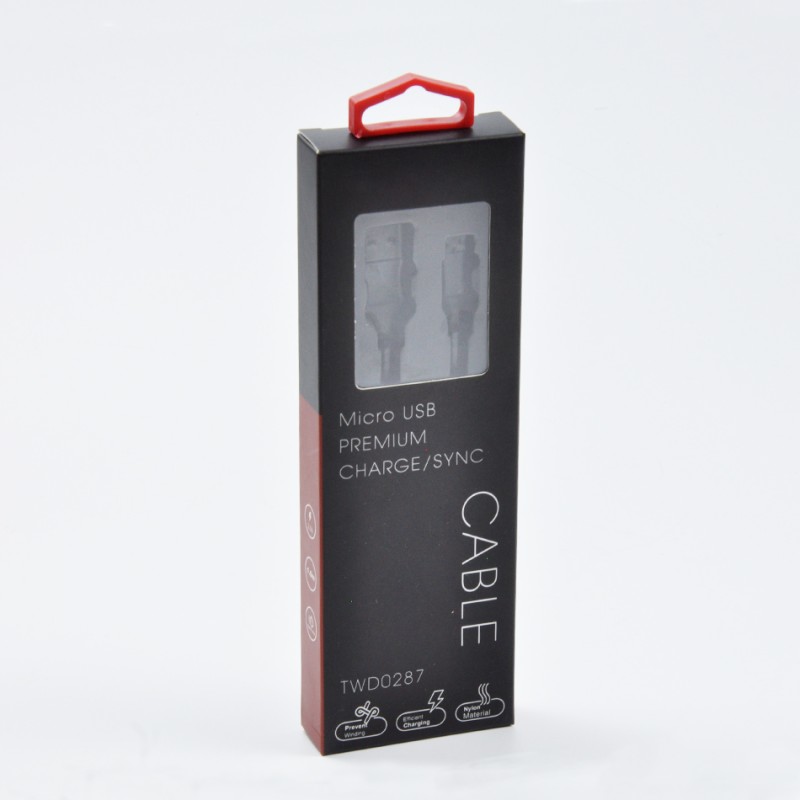 Luxury Paper Packaging Custom Usb Cable Plastic Window Paper Box with Handle