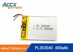 China 353040pl rechargeable 353040 3.7v 400mah lithium polymer battery for MP3 player, MP4 player factory