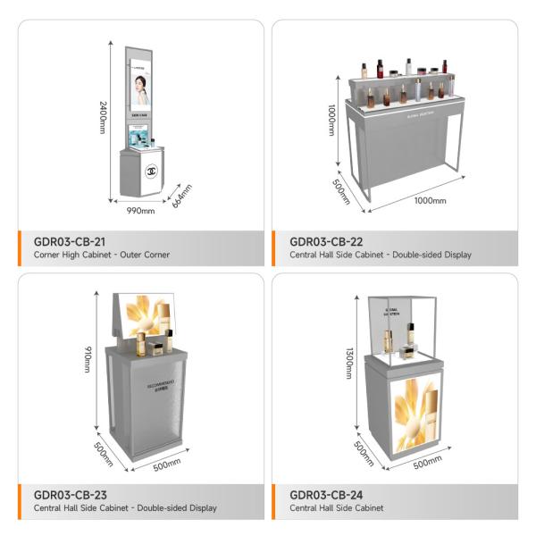 Display Table Grey Wooden Edge Cabinet With Light Strip For Customized Shop Furniture And Smart Shop Table