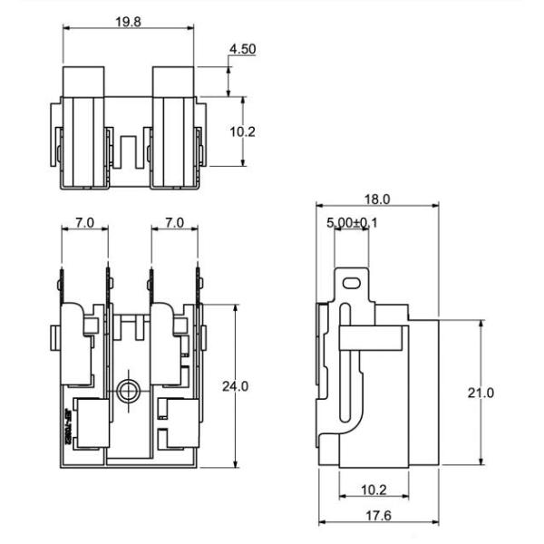 SL-703E2 Nylon PA66 ATC Standard PCB Mount Fuse Holder