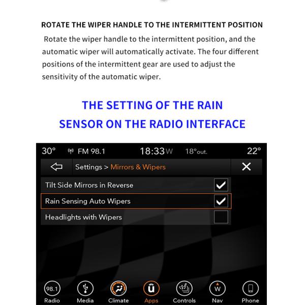 Rain-Sensing Windshield Wipers Automatic wiper For Jeep