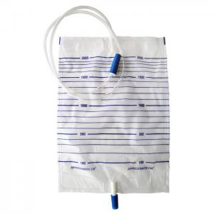 China Disposable Urine Bag Urine Collection Drainage Bag 2000ml With Push Pull Drain Valve factory