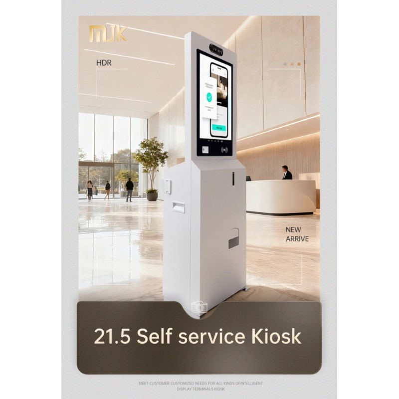 MJK 21.5" Capacitive Windows Touch Screen SDK Enabled Android/Linux Self Service Indoor Hotel Booking Payment Kiosk Facial