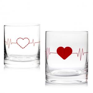 China Rich Shape Couple Cup Vodka Glass Custom Logo Decal Printing Glass Gift on sale