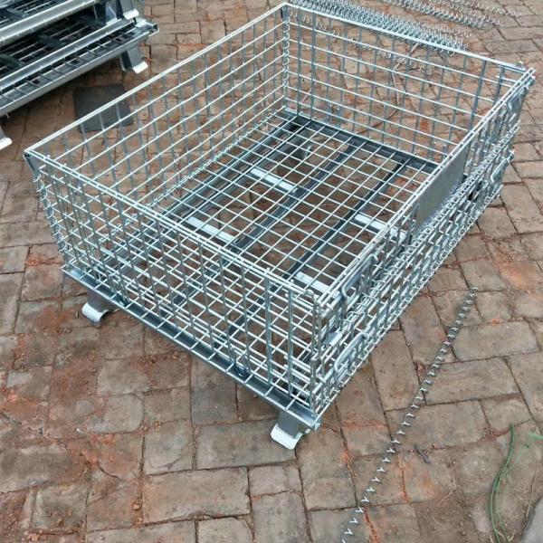 Medium Duty Foldable Stackable Large Wire Mesh Container Rust Resistant 500-1000KG Capacity