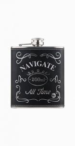 China 7oz black Stainless Steel Hip Flask with pattern leather on sale