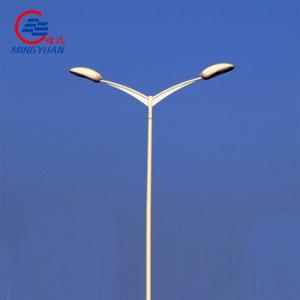 China Q235b Galvanized Steel Street Light Pole Solar LED Lamp Dual Arm 90mm on sale