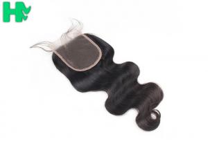 China Grade 9A Human Hair Closure With Baby Hair Bleached Knots / Brazillian Body Wave on sale
