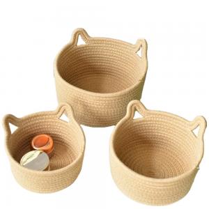 China 99.99% Cotton Thread Basket Woven Rattan Cat Ear Round on sale