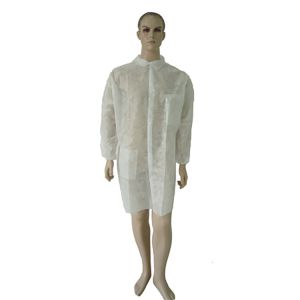 China White Hook Loop Neck Disposable Lab Coats With Cuffs on sale