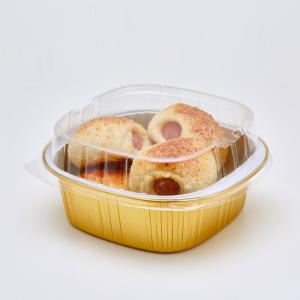 China 500ml Foil Food Container Disposable Takeout Pans With Clear Lids For Cooking Baking on sale