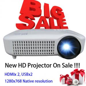 China Newest 2015 White Color Video LCD Home Theater Projector With HDMI USB Proyector Beamer factory