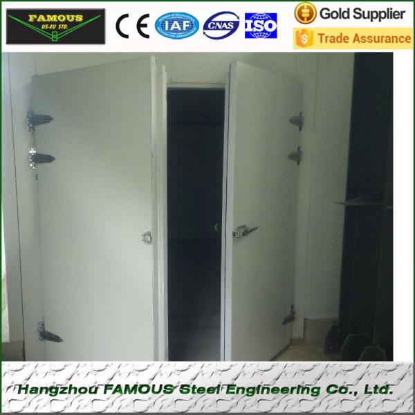 China pu insulated hinged doors cold storage room factory