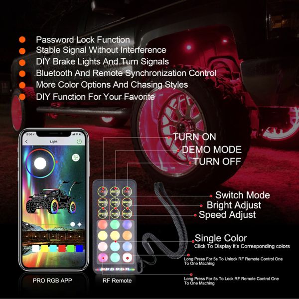 Ip67 Waterproof Multicolor LED Headlights 12V Color Changing With App