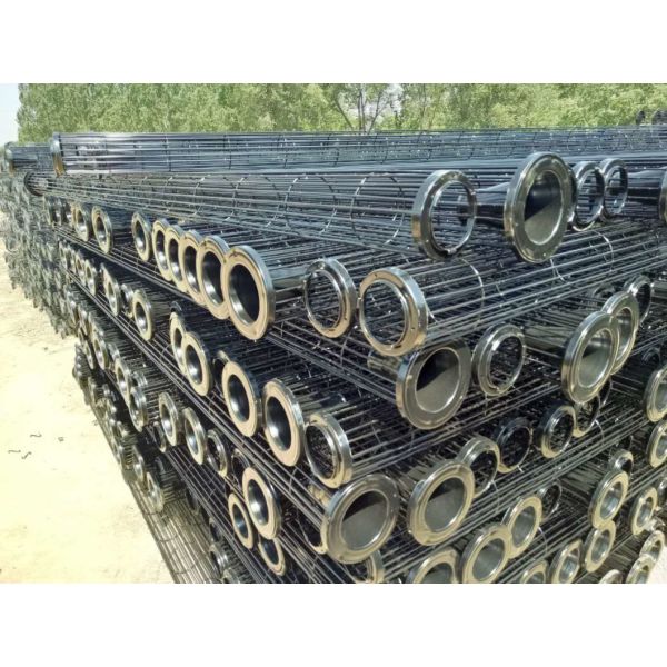 Flat / Oval Nylon Mesh Filter Bag , Carbon Steel Dust Collector Cages