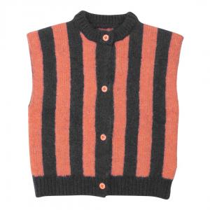 China Kids Wool Cotton Blend Striped Chunky Knitted Sweater Vest Button Down Cardigans Hand Knit Waistcoat factory