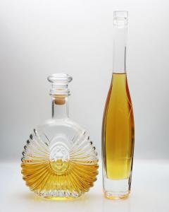 China 375ml Ice Wine Glass Bottle Diamond Super Premium Printing Golden on sale