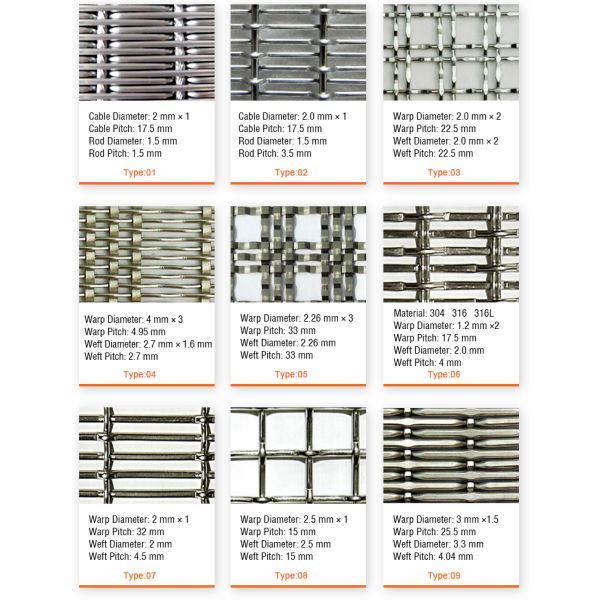 Flexible 316L SS Decorative Woven Wire Mesh Sheets customized For Facade Cladding