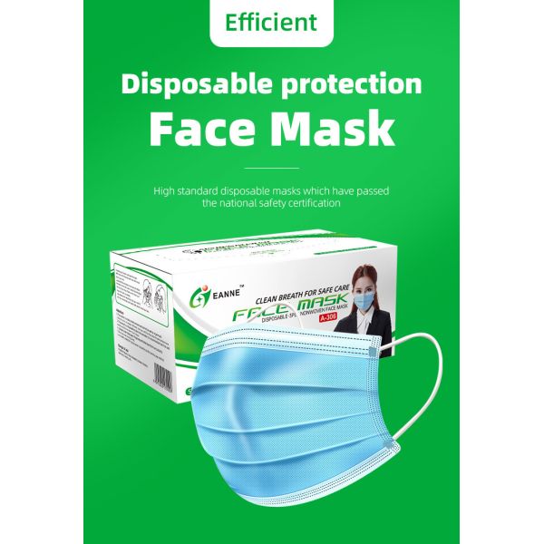High Filtration Individual Packaging Blue 50 Pcs/Box Face Mask