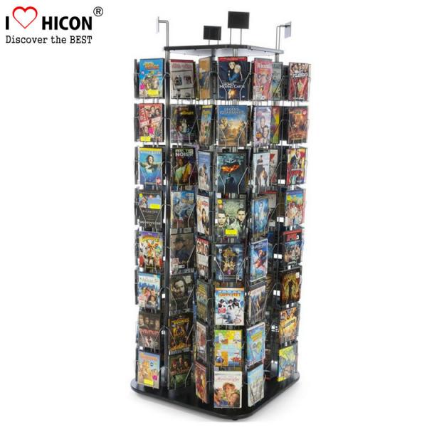 China Rotating Book Display Stand Metal Wire Pockets CD Flooring Display Stand factory