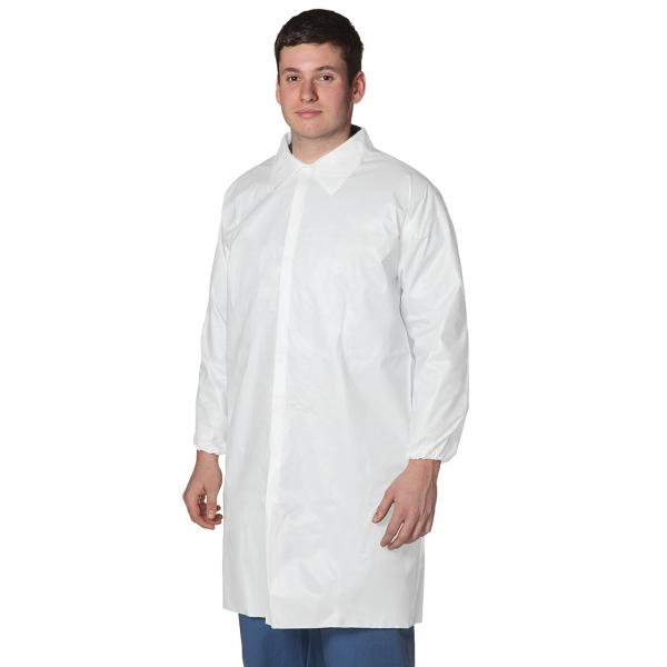 China Breathable Non Woven Disposable Lab Coats With White / Blue / Orange / Red Color factory