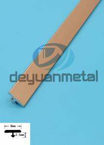 China Golden Aluminum T Profiles Covering Width 8mm High 2.5mm factory