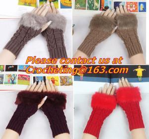 China Pineapple Dot Women Knit Warm Winter Gloves Crochet Hand Warmers Computer Mittens factory