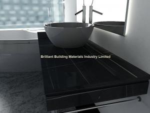 China Hunan Ink Black Marble Bathroomm Countertops,Black Marble Vanity Top factory