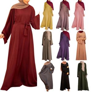 China Women Clothes Middle East Abaya Muslim Solid Color Plus Size Muslim Long Dress on sale