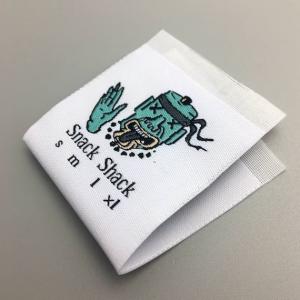China Center Fold Custom Clothing Labels Woven Laser Cut Border factory