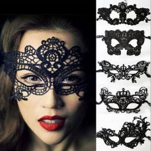 China Christmas lace face mask, Halloween eye mask, party face eye mask in black 18 styles factory