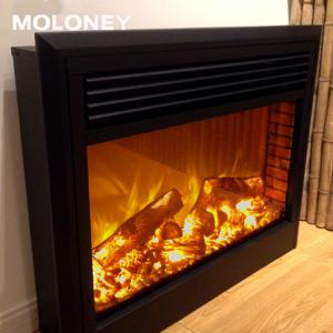 China 77cm Bevel Edge Wood Mantel Fireplace With Simulation Charcoal LED Fire factory