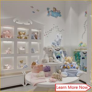China High end fashion wooden white painting kids clothing stores baby girl clothes factory