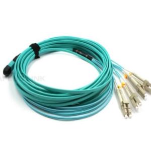 Buy cheap 8 Core MPO Fiber Connector , 50um Om3 MPO To LC Patch Cord LSZH Aqua from wholesalers
