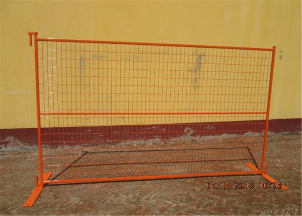 China 6'x10' construction fence frame 1"/25mm x thickness 16ga mesh spacing ,4"x12"/100mmx300mm x 3.00mm diamcoated orange factory