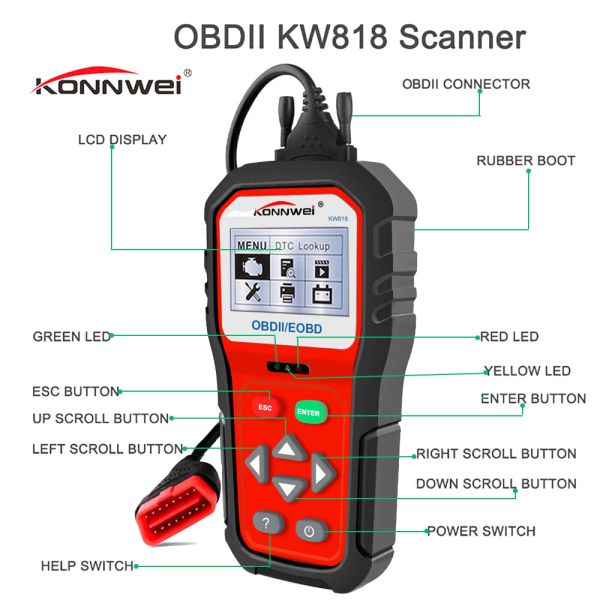 Multi Function Eobd Obd2 Obdii Car Scanner Diagnostic Live Data Code Reader