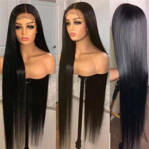 China 30 32 34 36 38 40 50 inch Human Hair Wigs For Black Women Straight Deep Wave Virgin Raw Indian Hair Long Lace Front Wigs on sale