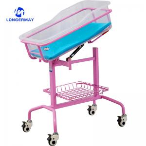 China Casters Single Function Metal Baby Medical Bed Plastic Newborn Pediatric Bed Manual Babies Children Hospital Crib on sale
