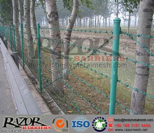 China PVC coating Double Strand Barbed Wire Fence on sale