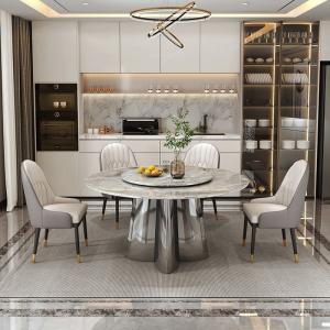 China 1.3/1.5M Dining Room Furnitures Marble Style Dining Table With Stainless Steel Leg factory